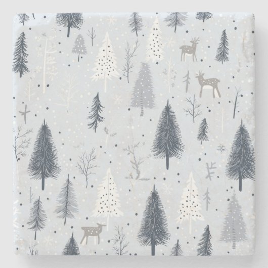 Winter Wonderland Scandinavisch Stenen Onderzetter (Voorkant)