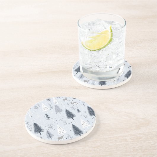 Winter Wonderland Scandinavisch Stenen Onderzetter (Zijkant)