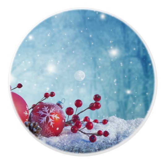 Winter Wonderland Scene Keramische Knop (Voorkant)