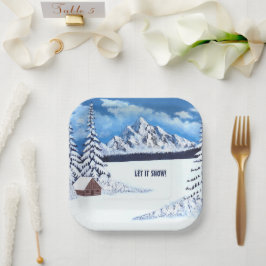 Winter Wonderland Scene Papieren Bordje
