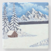 Winter Wonderland Scene Stenen Onderzetter (Voorkant)