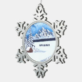 Winter Wonderland Scene Tin Sneeuwvlok Ornament (Rechts)