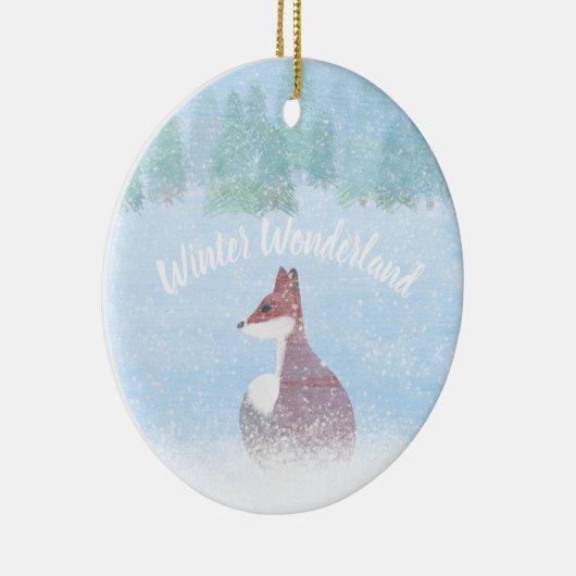 Winter Wonderland Scene with Fox Keramisch Ornament (Rechts)