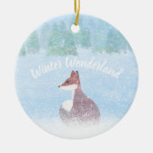 Winter Wonderland Scene with Fox Keramisch Ornament (Voorkant)