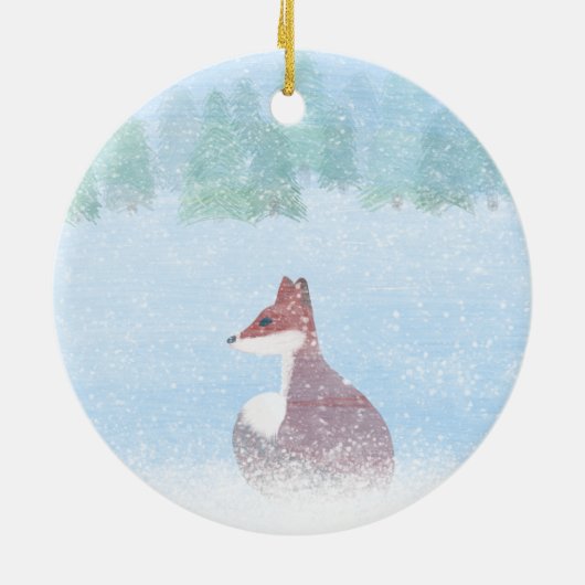 Winter Wonderland Scene with Fox Keramisch Ornament (Achterkant)