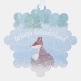 Winter Wonderland Scene with Fox Ornament Kaart