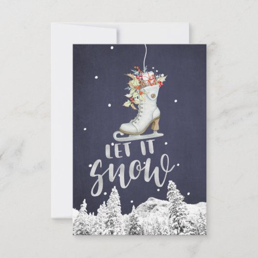 Winter Wonderland Schaats | Laat het sneeuwen typo Kaart (Voorkant)