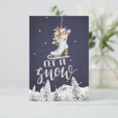 Winter Wonderland Schaats | Laat het sneeuwen typo Kaart (Staand voorkant)