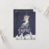 Winter Wonderland Schaats | Laat het sneeuwen typo Kaart (Voorkant / Achterkant in situ)