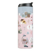 Winter wonderland: schattig dorpspatroon thermosbeker (Gedraaid links)