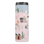 Winter wonderland: schattig dorpspatroon thermosbeker (Achterkant)