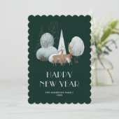Winter Wonderland Schattige Groen Gelukkig Nieuwja Feestdagenkaart (Staand voorkant)