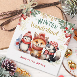 Winter Wonderland Schattigee sneeuwdieren Verjaard Bedankjes Labels