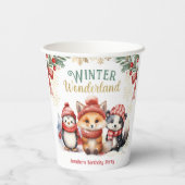 Winter Wonderland Schattigee sneeuwdieren Verjaard Papieren Bekers (Achterkant)