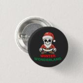 Winter wonderland schedel ronde button 3,2 cm (Voorkant /achterkant)