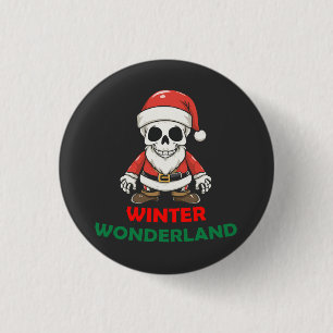 Winter wonderland schedel ronde button 3,2 cm