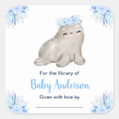 Winter Wonderland Seal Baby shower Bookplate Vierkante Sticker (Voorkant)