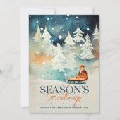 Winter Wonderland Seizoen Groeten Kerstmis Kaart (Voorkant)