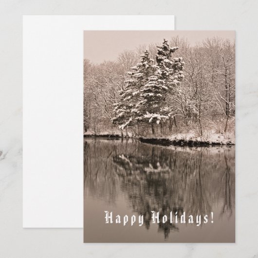 Winter Wonderland - Sepia Kerstmis Feestdagenkaart (Voorkant / Achterkant)