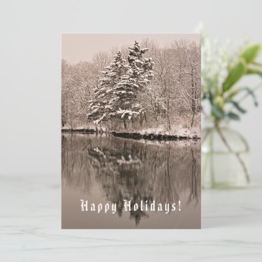 Winter Wonderland - Sepia Kerstmis Feestdagenkaart (Staand voorkant)