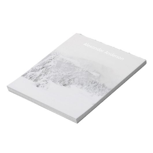 Winter wonderland serene landschap met mist notitieblok (Linkerzijde)