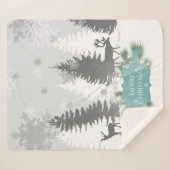 Winter Wonderland Sherpa Blanket - Blauwgroen Deken (Voorkant (horizontaal))