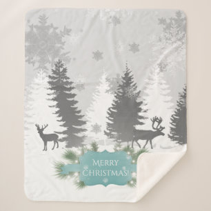 Winter Wonderland Sherpa Blanket - Blauwgroen Sherpa Deken