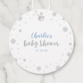 Winter Wonderland Silver & Blue Boy Baby shower Bedankjes Labels (Achterkant)