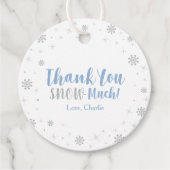 Winter Wonderland Silver & Blue Boy Baby shower Bedankjes Labels (Voorkant)