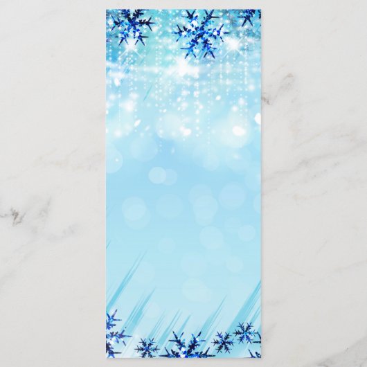 Winter Wonderland Silver & Blue Menu Kaart (Achterkant)