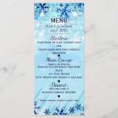Winter Wonderland Silver & Blue Menu Kaart (Voorkant)