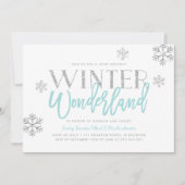 Winter Wonderland Silver Glitter Blue Birthday Kaart (Voorkant)