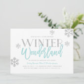 Winter Wonderland Silver Glitter Blue Birthday Kaart (Staand voorkant)