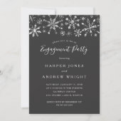 Winter Wonderland Silver Glitter Engagement Party Kaart (Voorkant)