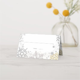 Winter Wonderland Silver Gold Place Card Plaatskaartje