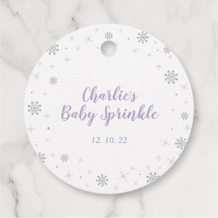 Winter Wonderland Silver Paars Girl Baby Sprinkle Bedankjes Labels