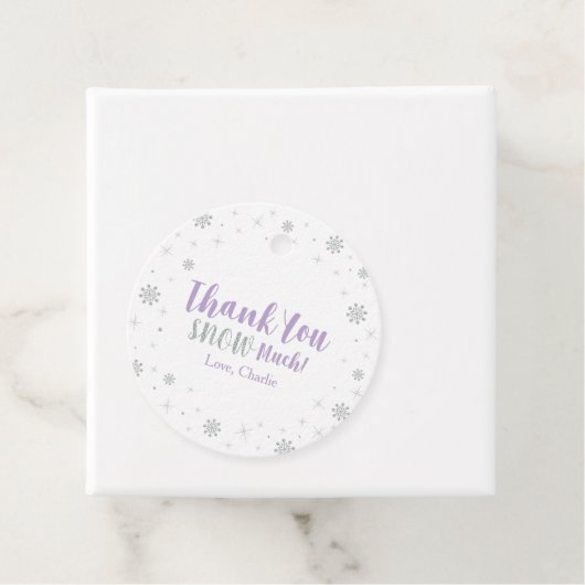 Winter Wonderland Silver Paars Girl Baby Sprinkle Bedankjes Labels (In situ)