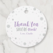 Winter Wonderland Silver Paars Girl Baby Sprinkle Bedankjes Labels (Voorkant)
