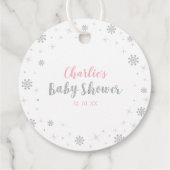Winter Wonderland Silver & Pink Girl Baby shower Bedankjes Labels (Achterkant)