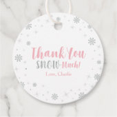 Winter Wonderland Silver & Pink Girl Baby shower Bedankjes Labels (Voorkant)