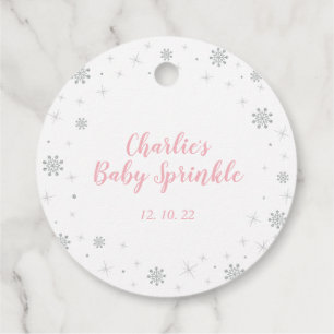 Winter Wonderland Silver & Pink Girl Baby Sprinkle Bedankjes Labels