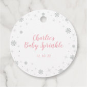 Winter Wonderland Silver & Pink Girl Baby Sprinkle Bedankjes Labels (Achterkant)