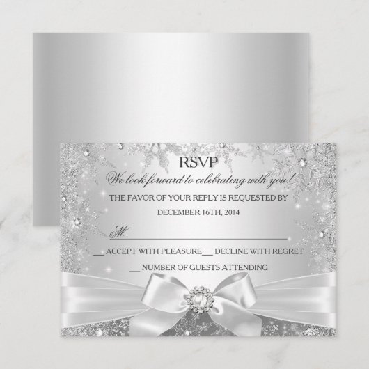 Winter Wonderland Silver RSVP (Voorkant / Achterkant)