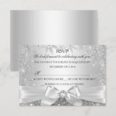 Winter Wonderland Silver RSVP Kaartje (Voorkant / Achterkant)