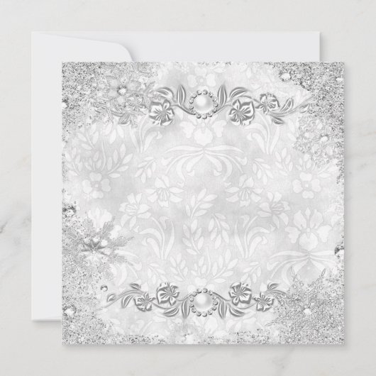 Winter Wonderland Silver Snowflake Birthday Kaart (Achterkant)