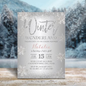 Winter Wonderland Silver Snowflakes Baby shower Kaart