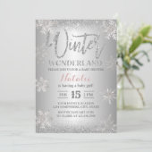 Winter Wonderland Silver Snowflakes Baby shower Kaart (Staand voorkant)