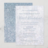 Winter Wonderland Silver Sparkle Party Invitation Kaart (Voorkant / Achterkant)