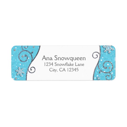 Winter Wonderland Silver Swirls Bright Blue Etiket (Voorkant)