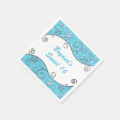 Winter Wonderland Silver Swirls Bright Blue Servet (Hoek)